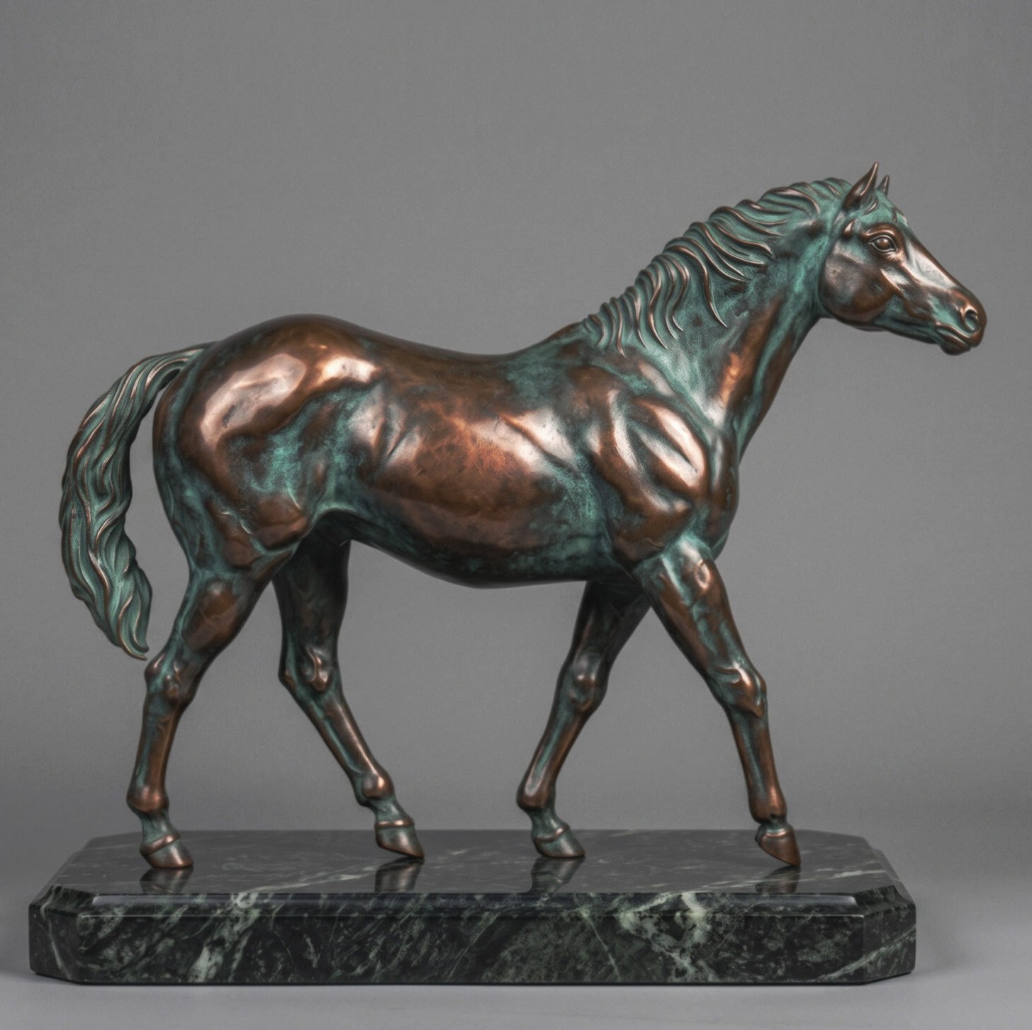 Custom 3D horse bronze bust sculpture created from a photograph by Koreyba.