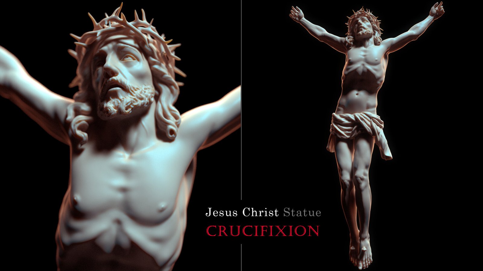 Crucifixion Jesus Christ Digital Statue 3D Model Sculpt for CNC and 3D-print